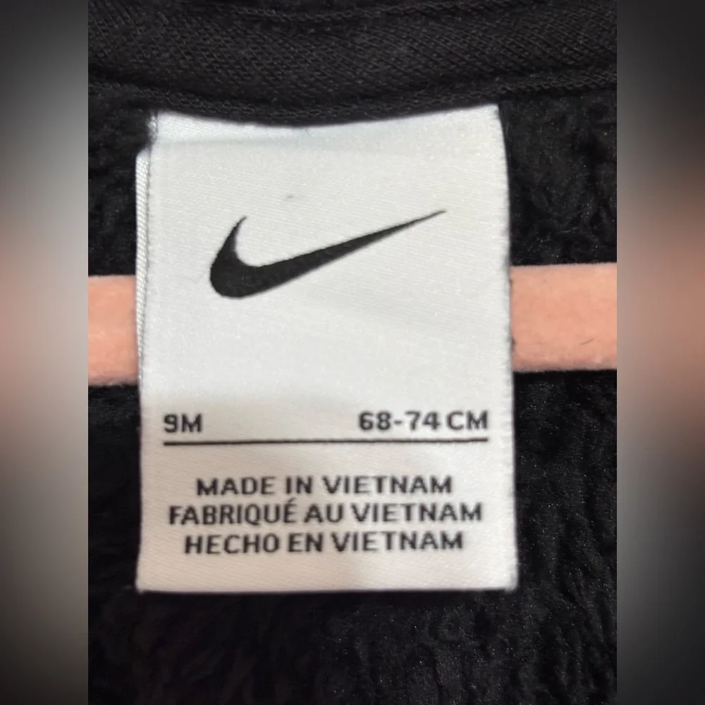 Nike Baby Boys 9M Hoodie Bunting Snowsuit Plush Fleece Black Infant